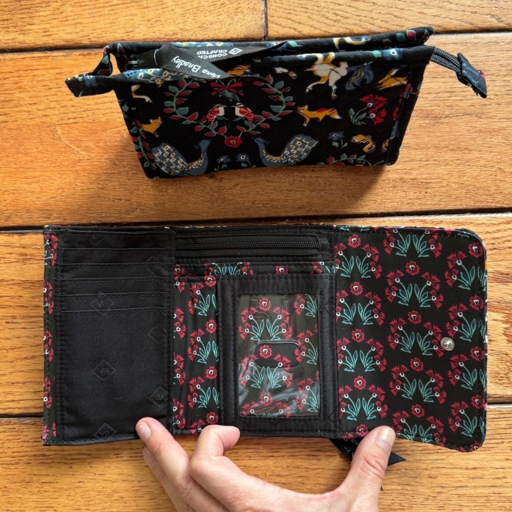 Vera Bradley Wallet & Pouch Set Women OS Black Enchanted Forest Quilted Cotton - Picture 5 of 7